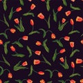 Vector floral seamless pattern whit red tulip